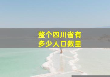 整个四川省有多少人口数量