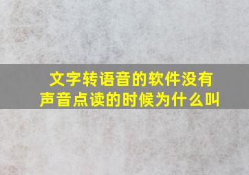 文字转语音的软件没有声音点读的时候为什么叫