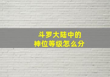 斗罗大陆中的神位等级怎么分