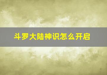 斗罗大陆神识怎么开启