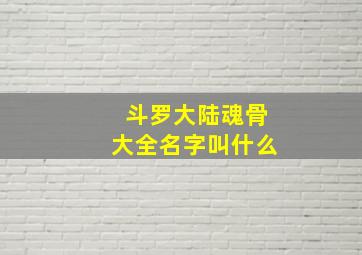 斗罗大陆魂骨大全名字叫什么