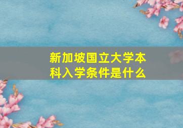 新加坡国立大学本科入学条件是什么