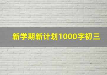 新学期新计划1000字初三