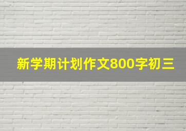 新学期计划作文800字初三