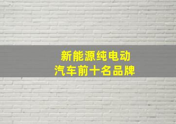 新能源纯电动汽车前十名品牌