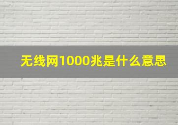 无线网1000兆是什么意思