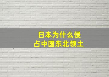 日本为什么侵占中国东北领土