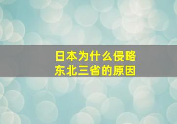 日本为什么侵略东北三省的原因