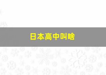 日本高中叫啥