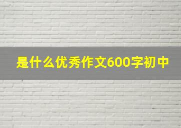 是什么优秀作文600字初中