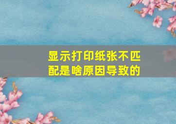 显示打印纸张不匹配是啥原因导致的