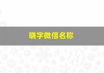 晓字微信名称