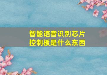 智能语音识别芯片控制板是什么东西