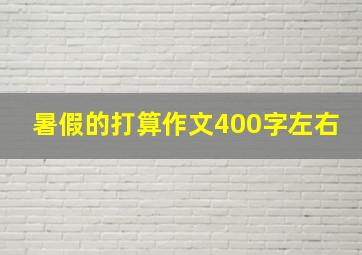 暑假的打算作文400字左右