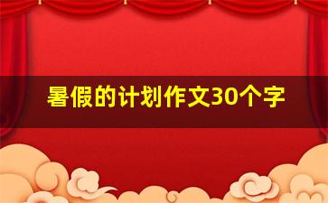 暑假的计划作文30个字