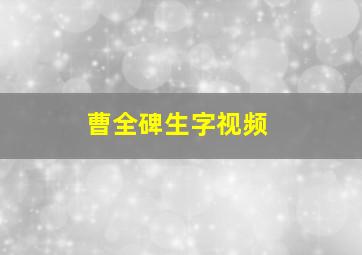 曹全碑生字视频