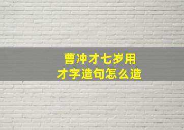 曹冲才七岁用才字造句怎么造