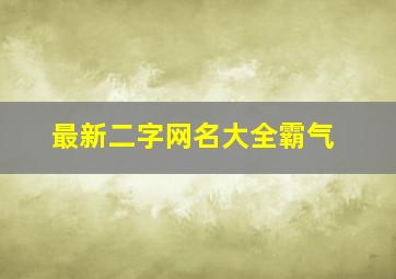 最新二字网名大全霸气