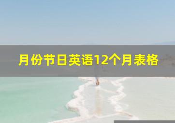 月份节日英语12个月表格