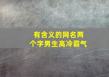 有含义的网名两个字男生高冷霸气