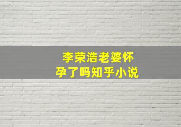 李荣浩老婆怀孕了吗知乎小说