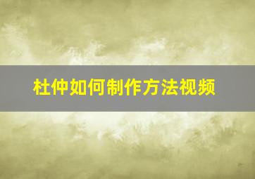 杜仲如何制作方法视频