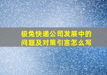 极兔快递公司发展中的问题及对策引言怎么写