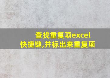 查找重复项excel快捷键,并标出来重复项