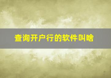 查询开户行的软件叫啥