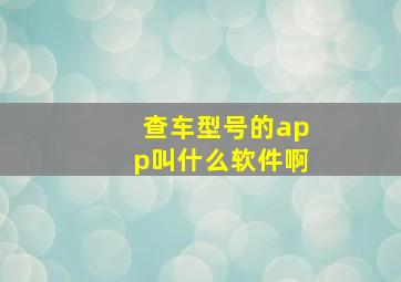 查车型号的app叫什么软件啊