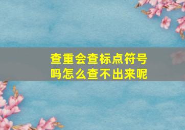 查重会查标点符号吗怎么查不出来呢