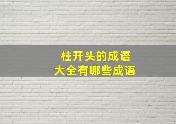 柱开头的成语大全有哪些成语