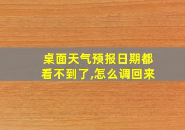 桌面天气预报日期都看不到了,怎么调回来