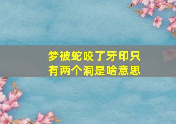 梦被蛇咬了牙印只有两个洞是啥意思