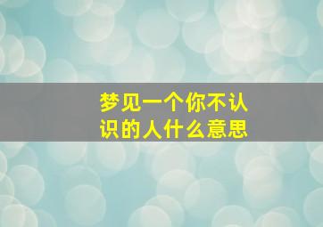 梦见一个你不认识的人什么意思