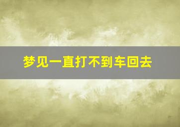 梦见一直打不到车回去