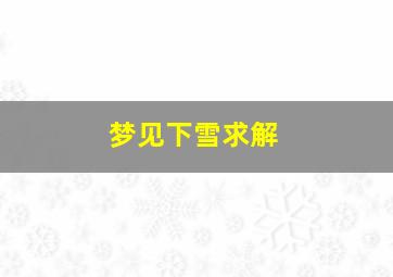 梦见下雪求解