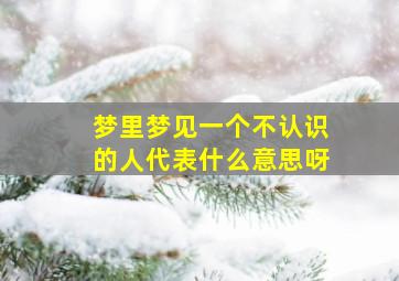 梦里梦见一个不认识的人代表什么意思呀