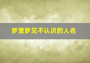 梦里梦见不认识的人名