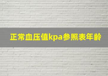 正常血压值kpa参照表年龄