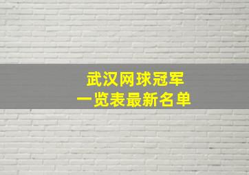 武汉网球冠军一览表最新名单