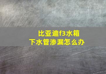 比亚迪f3水箱下水管渗漏怎么办