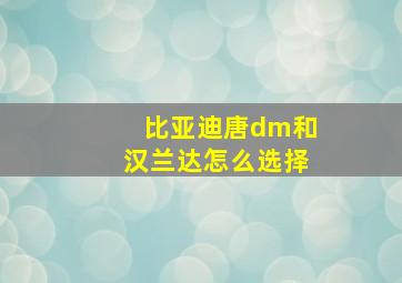 比亚迪唐dm和汉兰达怎么选择