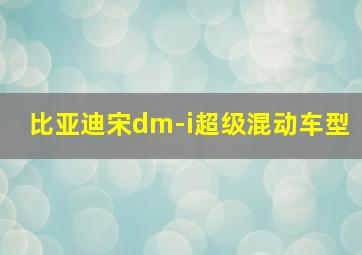 比亚迪宋dm-i超级混动车型