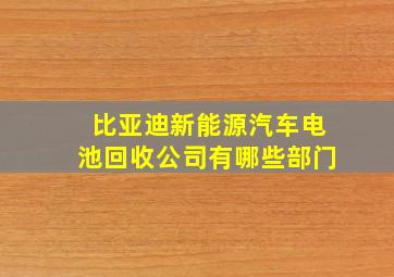 比亚迪新能源汽车电池回收公司有哪些部门