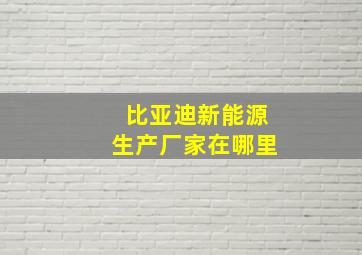 比亚迪新能源生产厂家在哪里