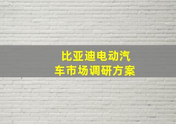 比亚迪电动汽车市场调研方案