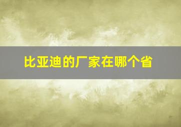 比亚迪的厂家在哪个省