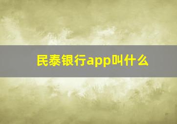 民泰银行app叫什么