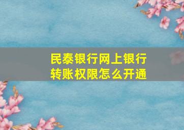 民泰银行网上银行转账权限怎么开通